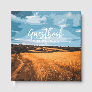Golden Wheat Field Sunlit Rustic Country Summer Gu Guest Book