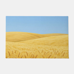Golden Wheat Field Under Blue Sky Doormat