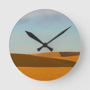 Golden Wheat Fields in Palouse Region Round Clock