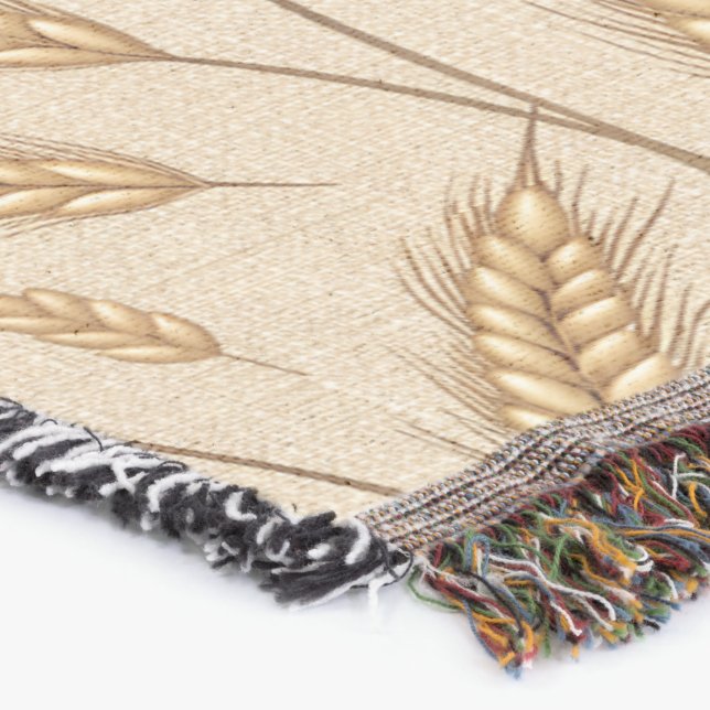 Golden Wheat Harvest Pattern Throw Blanket (Corner)