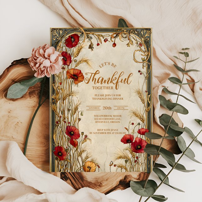 Golden Wheat Thanksgiving Celebration Invitation (Creator Uploaded)