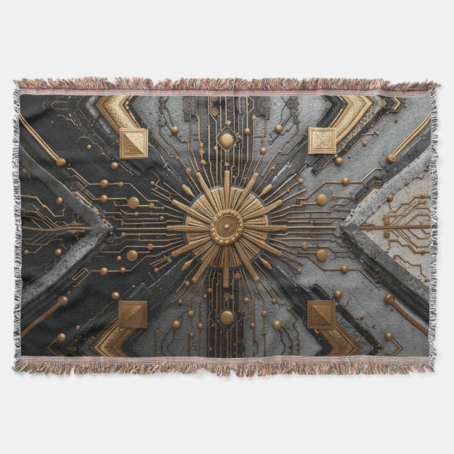 Golden Wheel Throw Blanket (Front)