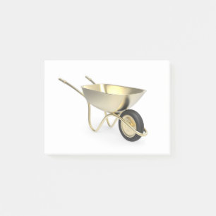 Golden wheelbarrow post-it notes