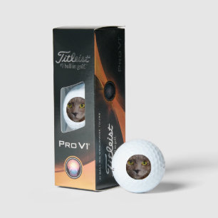 "Golden Whiskers: A Brown Kitten in Oil Paint" Golf Balls