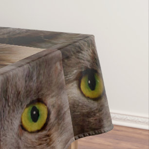 "Golden Whiskers: A Brown Kitten in Oil Paint" Tablecloth