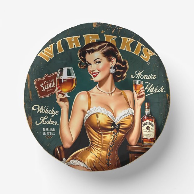 Golden Whiskey Paper Plate (Front)