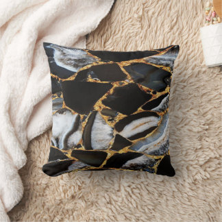 Golden white and black marble cushion