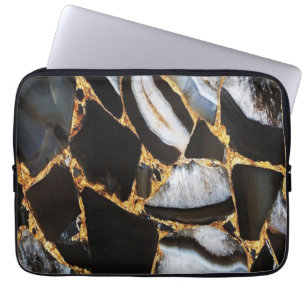 golden ,white and black marble  laptop sleeve