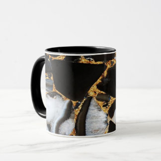 golden, white and black marble  mug