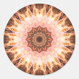 Golden, White, and Red Mandala Classic Round Sticker