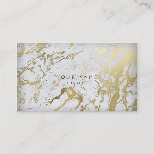 Golden White Carrara Marble Appointment Card Gold (Front)