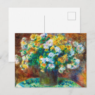 Golden & White Floral Bouquet Impressionist Art Postcard