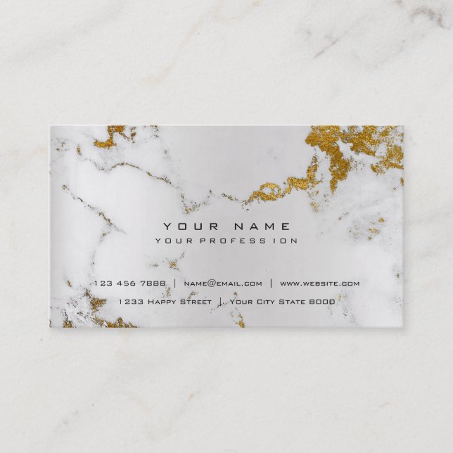 Golden White Grey Marble Vip Pearly Silver Business Card (Front)