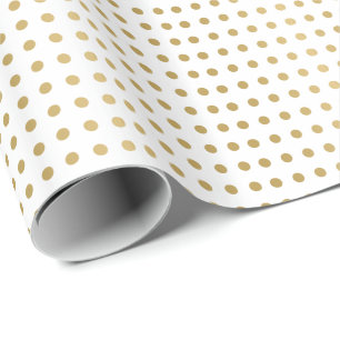 Golden & White PolkaDots Pattern Wrapping Paper