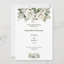 Golden white Roses luxury wedding invitation
