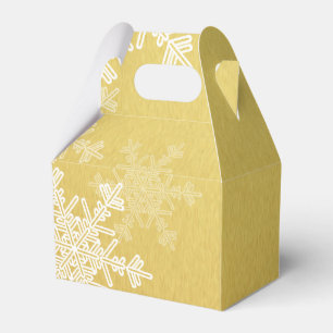Golden White Snowflakes Minimalist Christmas Favour Box