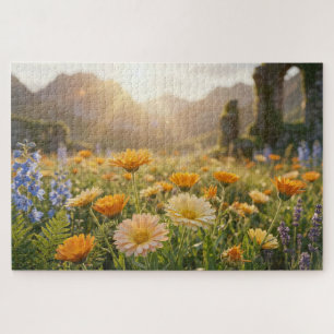 Golden Wildflowers at Sunrise – Cinematic Floral Jigsaw Puzzle