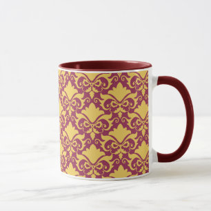 Golden Wine Damask Bows Mug