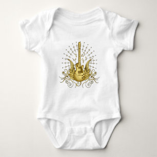 Golden Winged Guitar Baby Bodysuit