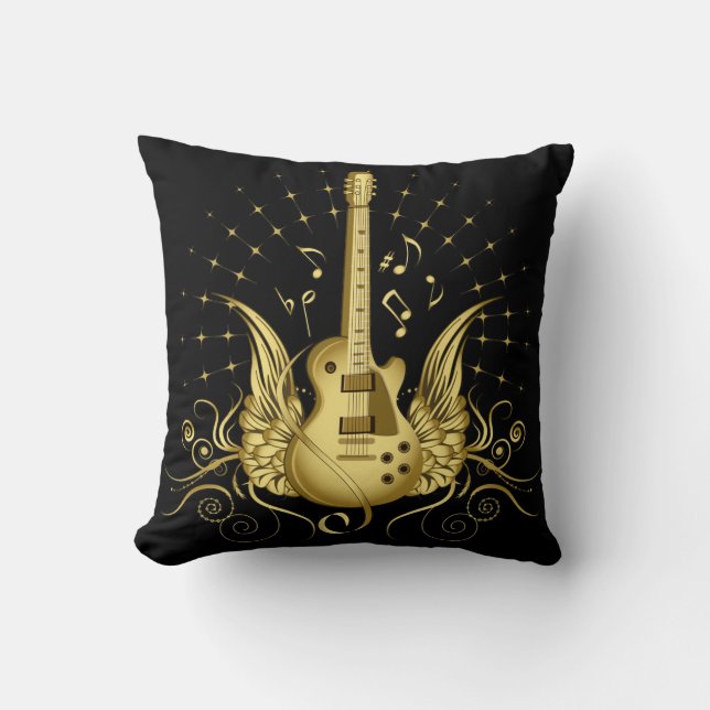 Golden Winged Guitar Cushion (Front)