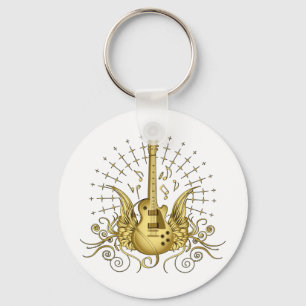 Golden Winged Guitar Key Ring
