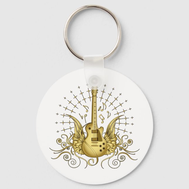 Golden Winged Guitar Key Ring (Front)
