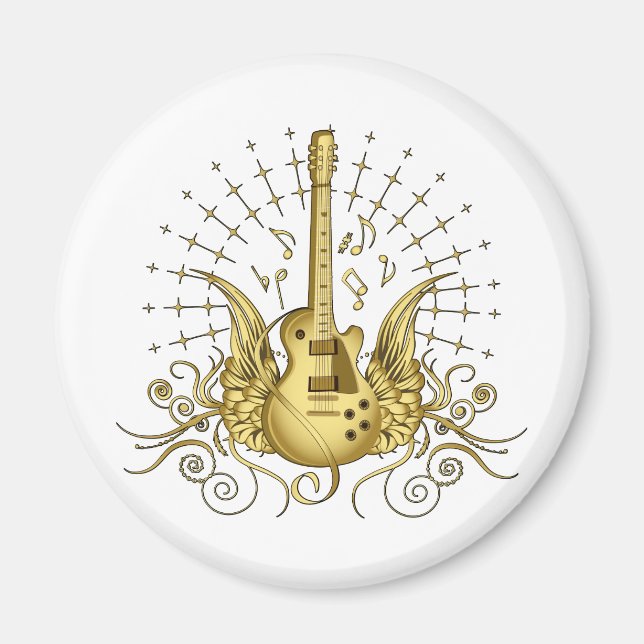 Golden Winged Guitar Magnet (Front)