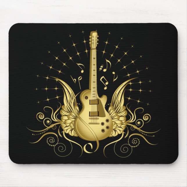Golden Winged Guitar Mouse Pad (Front)