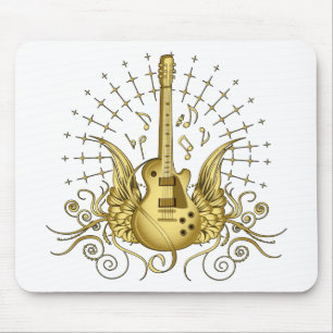 Golden Winged Guitar Mouse Pad