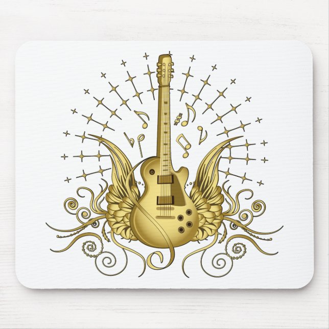 Golden Winged Guitar Mouse Pad (Front)