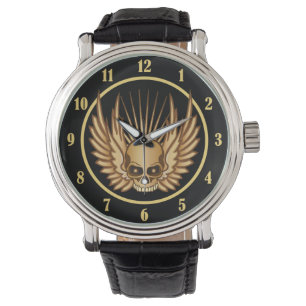 Golden Winged Skull Watch