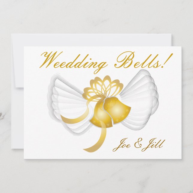 Golden Winged Wedding Bells Card-Cust. Save The Date (Front)