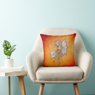 Golden wings and blooming dreams,the magical fairy cushion