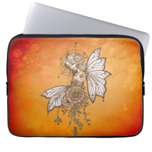 Golden wings and blooming dreams,the magical fairy laptop sleeve