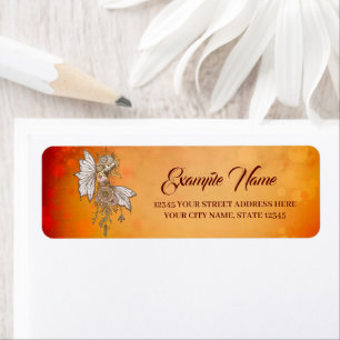 Golden wings and blooming dreams,the magical fairy return address label