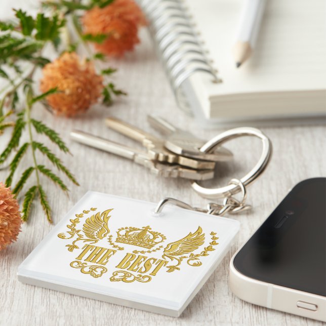 Golden Wings Crown The Best  Key Ring (Front Right)
