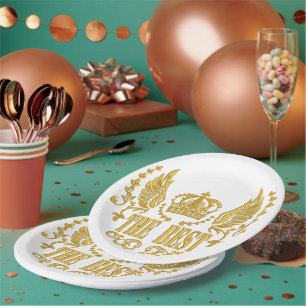 Golden Wings Crown The Best  Paper Plate