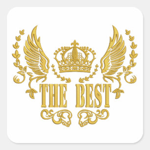 Golden Wings Crown The Best Square Sticker