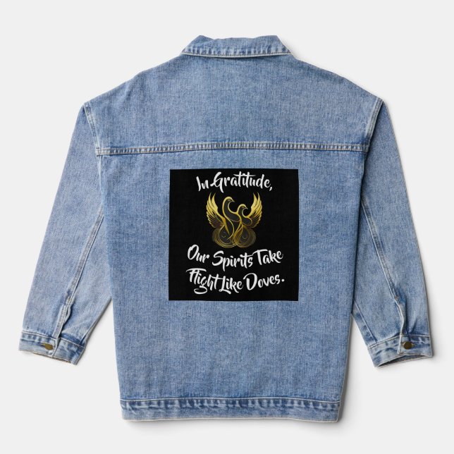 "Golden Wings of Gratitude" Denim Jacket (Back)