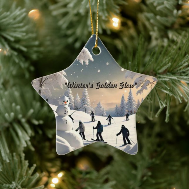 "Golden Winter Glow" Ceramic Ornament (Tree)