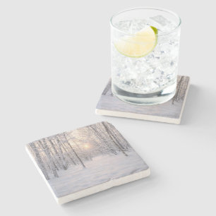 Golden_winter_light Stone Coaster