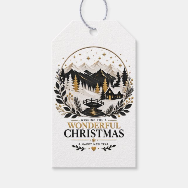 Golden Winter Silhouette 1  Gift Tags (Front)