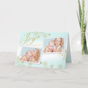 Golden Winter Snowflakes Photo Holiday Card
