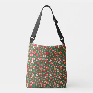 Golden Winter Sweet Snowfall Candy Cane Crossbody Bag