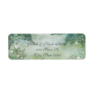 Golden Winter Wonderland Elegant Magical Snowflake Return Address Label