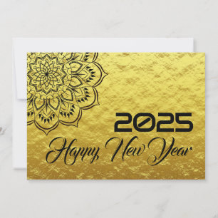 Golden wish card New Year with mandala
