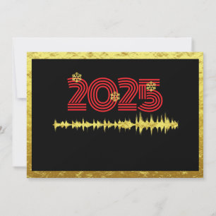 Golden wish card New Year with wave snowflakes