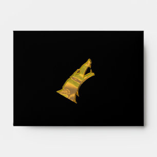 Golden Wolf Head black small envelopes centre