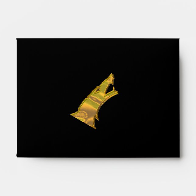 Golden Wolf Head black small envelopes centre (Front)