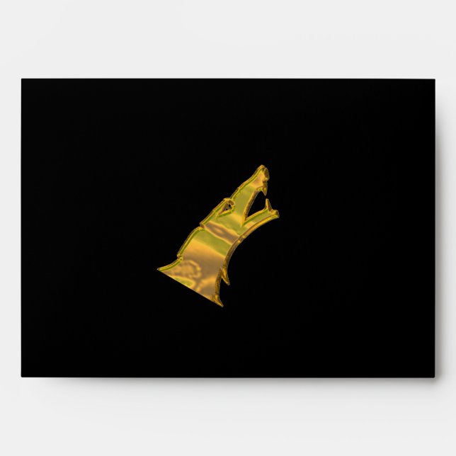 Golden Wolf Head black standard envelopes centre (Front)